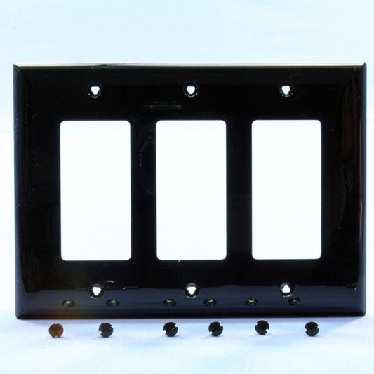 Cooper Black 3-Gang Decorator Unbreakable MidSize Wallplate Rocker Cover PJ263BK