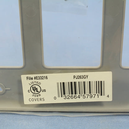 Cooper PJ263GY Gray 3-Gang Unbreakable Decorator Mid-Size Wallplate Rocker Cover