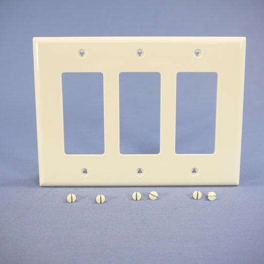 Cooper PJ263LA Light Almond 3-Gang Decorator GFCI Nylon Mid-Size Wallplate Cover