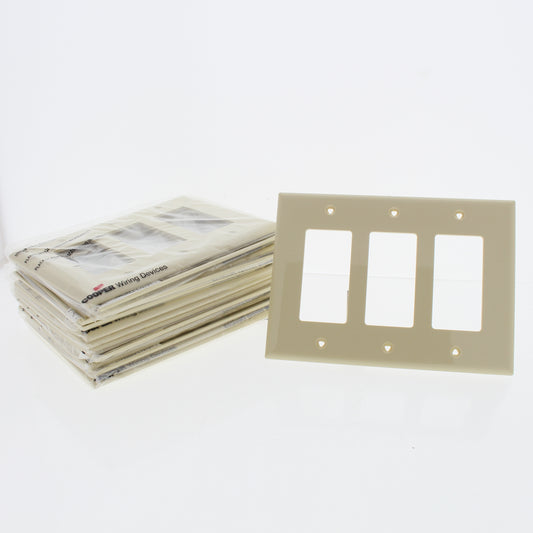 Cooper PJ263V Ivory 3-Gang Decorator GFCI Polycarbonate Mid-Size Wallplate 15pcs