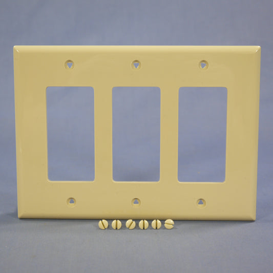 Cooper PJ263V Ivory 3-Gang Decorator GFCI Unbreakable Mid-Size Wallplate Cover