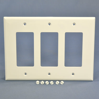 Cooper White 3Gang Decorator Unbreakable Mid-size Wallplate Rocker Cover PJ263W