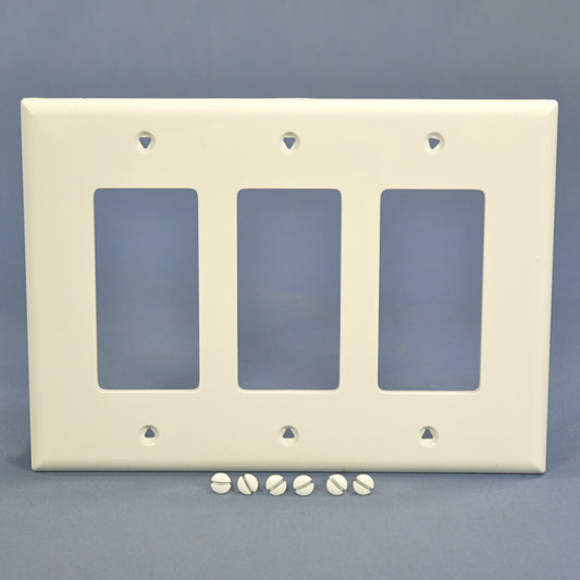 Cooper White 3Gang Decorator Unbreakable Mid-size Wallplate Rocker Cover PJ263W