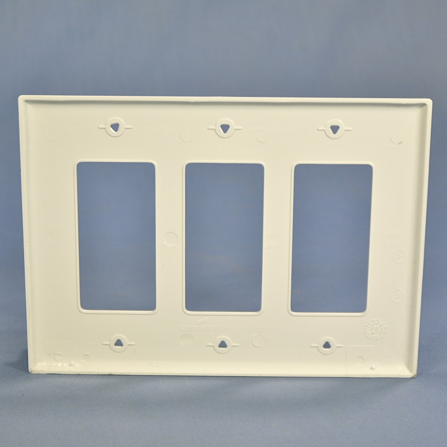 Cooper White 3Gang Decorator Unbreakable Mid-size Wallplate Rocker Cover PJ263W