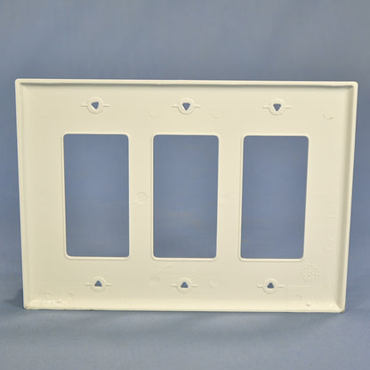 Cooper White 3Gang Decorator Unbreakable Mid-size Wallplate Rocker Cover PJ263W