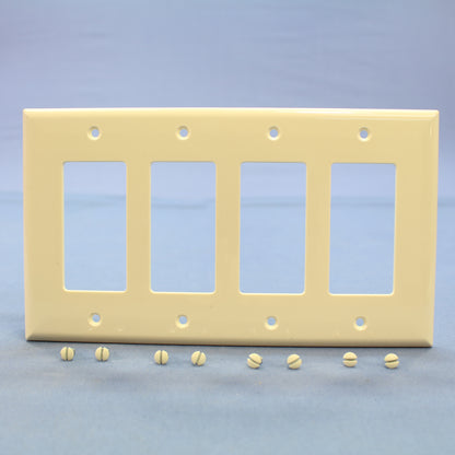 Cooper PJ264A Almond 4-Gang Decorator GFCI Rocker Nylon Wallplate Mid-Size Cover