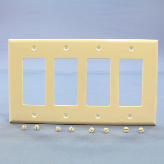 Cooper PJ264A Almond 4-Gang Decorator GFCI Rocker Nylon Wallplate Mid-Size Cover