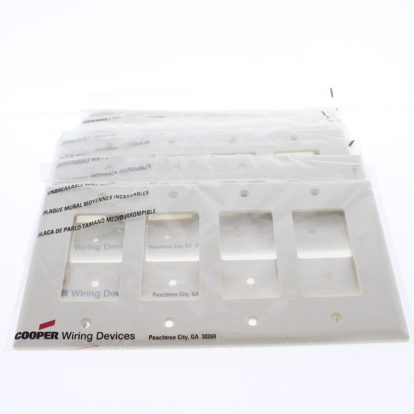 Cooper PJ264LA Light Almond 4-Gang Decorator GFCI Mid-Size Wallplate Cover 15pcs
