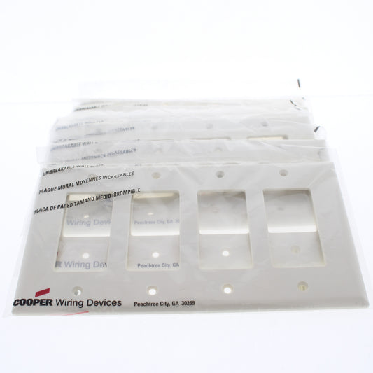 Cooper PJ264LA Light Almond 4-Gang Decorator GFCI Mid-Size Wallplate Cover 15pcs