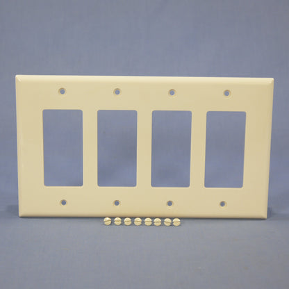 Cooper PJ264LA Light Almond 4-Gang Decorator GFCI Nylon Mid-Size Wallplate Cover