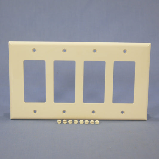 Cooper PJ264LA Light Almond 4-Gang Decorator GFCI Nylon Mid-Size Wallplate Cover