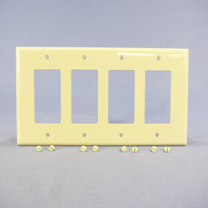Cooper PJ264V Ivory 4-Gang Decorator GFCI Unbreakable Mid-Size Wallplate Cover