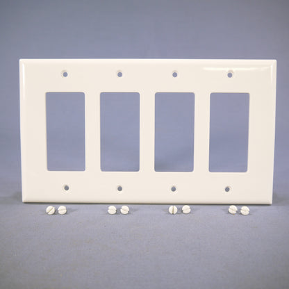 Cooper PJ264W White 4-Gang Decorator GFCI Unbreakable Mid-Size Wallplate Cover