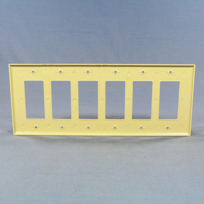 Cooper PJ266V Ivory 6-Gang Decorator Unbreakable Mid-size Nylon Wallplate Cover