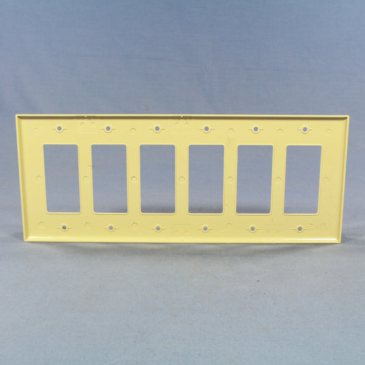 Cooper PJ266V Ivory 6-Gang Decorator Unbreakable Mid-size Nylon Wallplate Cover
