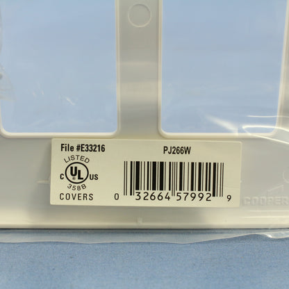Cooper PJ266W White 6-Gang Unbreakable Decorator GFCI Mid-Size Wallplate Cover