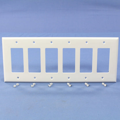 Cooper PJ266W White 6-Gang Unbreakable Decorator GFCI Mid-Size Wallplate Cover