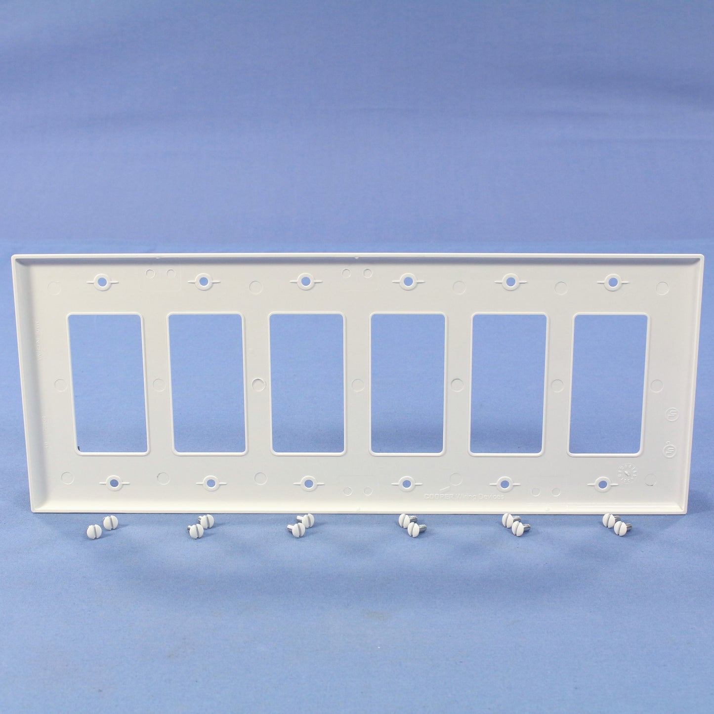 Cooper PJ266W White 6-Gang Unbreakable Decorator GFCI Mid-Size Wallplate Cover