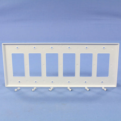 Cooper PJ266W White 6-Gang Unbreakable Decorator GFCI Mid-Size Wallplate Cover