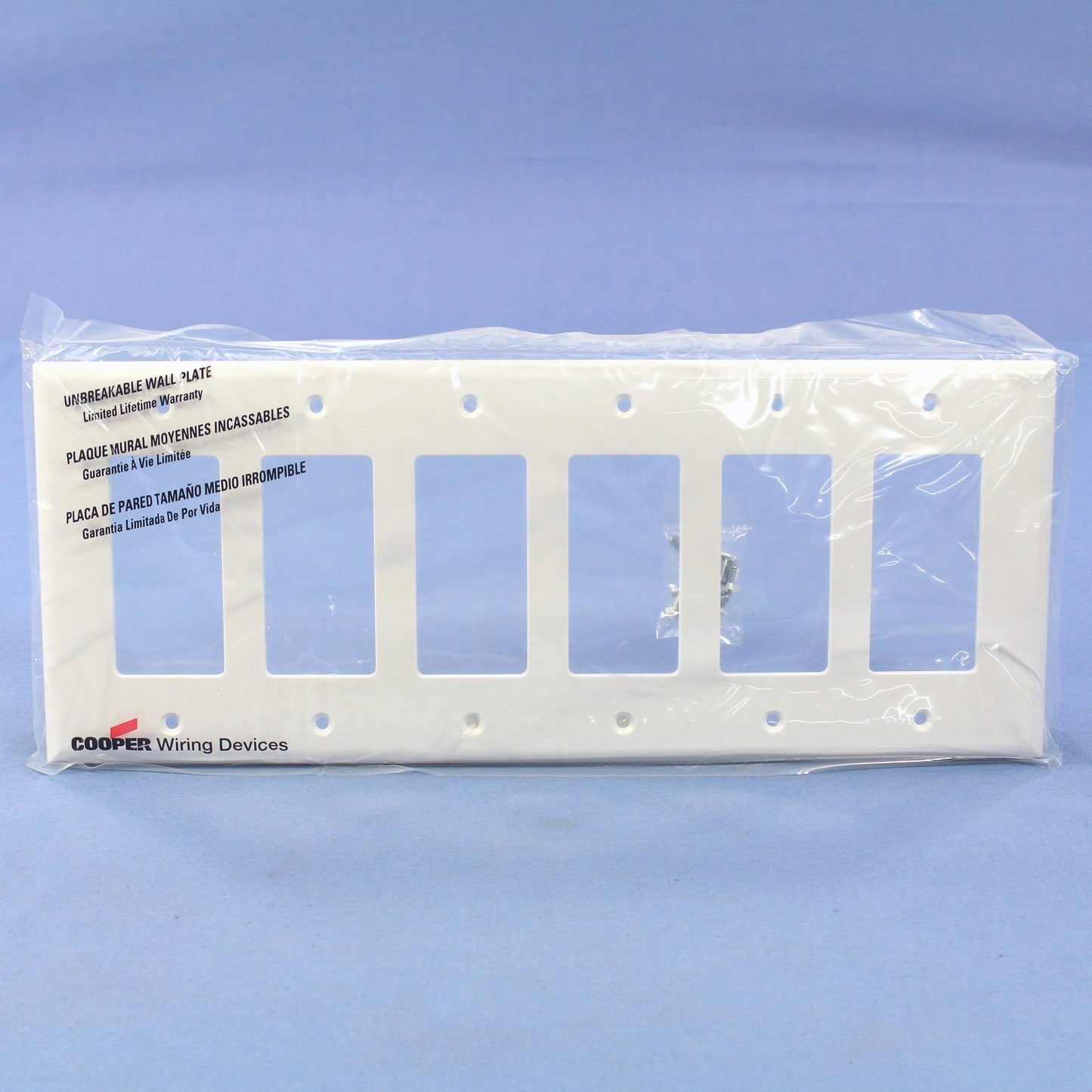 Cooper PJ266W White 6-Gang Unbreakable Decorator GFCI Mid-Size Wallplate Cover