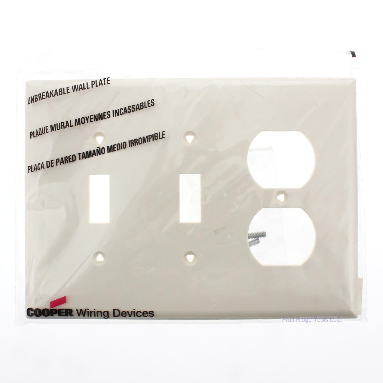 Cooper PJ28A Almond 3-Gang Polycarbonate Toggle Duplex Mid-Size Wallplate Cover