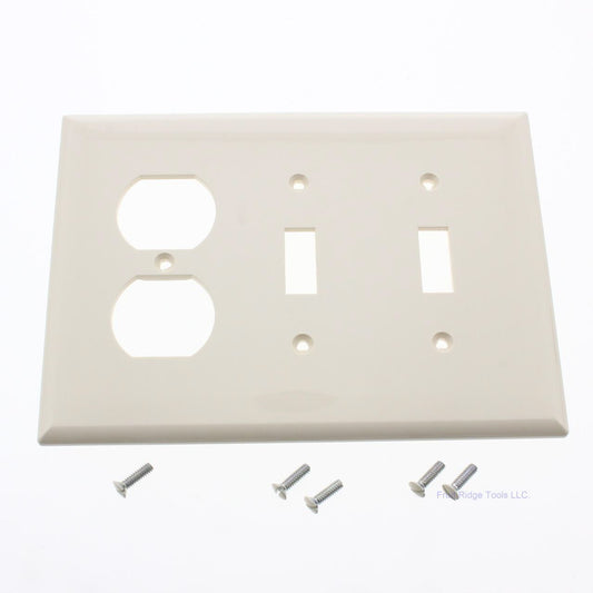 Cooper PJ28A Almond 3-Gang Polycarbonate Toggle Duplex Mid-Size Wallplate Cover