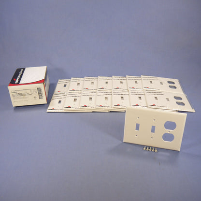 Cooper PJ28LA Lt Almond 3-Gang Mid-Size Receptacle Switch Nylon Wallplates 15pcs