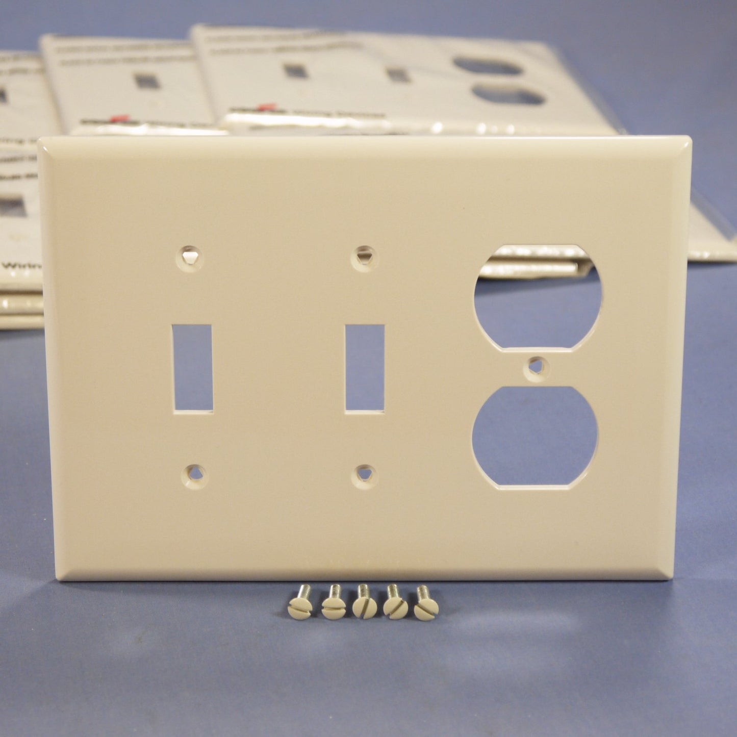Cooper PJ28LA Lt Almond 3-Gang Mid-Size Receptacle Switch Nylon Wallplates 15pcs