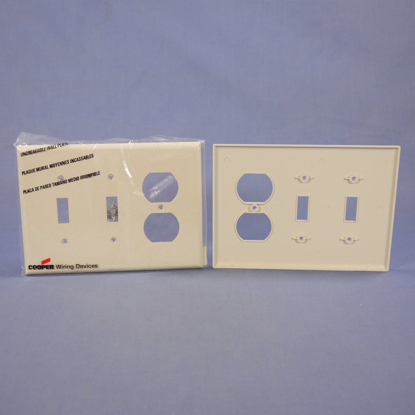 Cooper PJ28LA Lt Almond 3-Gang Mid-Size Receptacle Switch Nylon Wallplates 15pcs