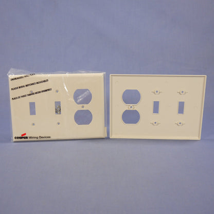 Cooper PJ28LA Lt Almond 3-Gang Mid-Size Receptacle Switch Nylon Wallplates 15pcs