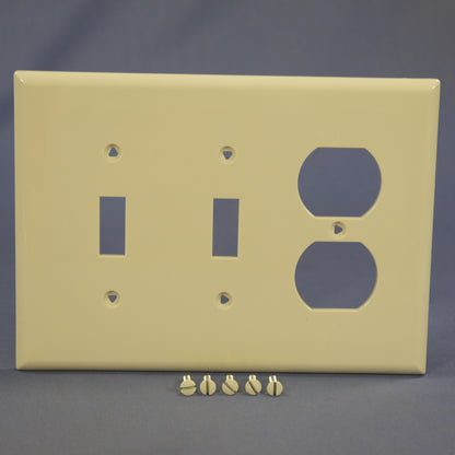 Cooper PJ28LA Light Almond 3-Gang Toggle Duplex Unbreakable Mid-Size Wallplate