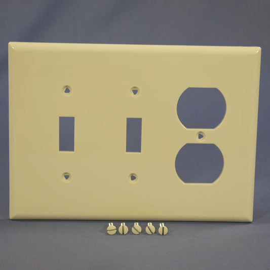 Cooper PJ28LA Light Almond 3-Gang Toggle Duplex Unbreakable Mid-Size Wallplate