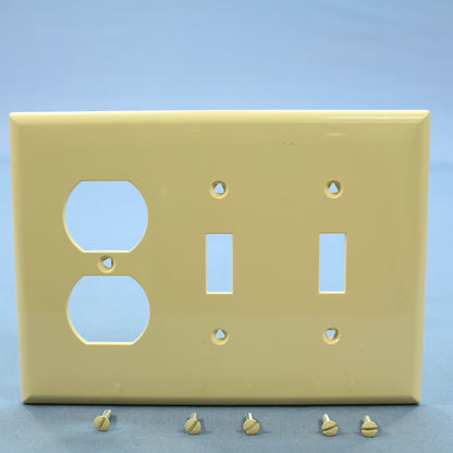 Cooper PJ28V Ivory 3-Gang Toggle Duplex Outlet Unbreakable Mid-Size Wallplate