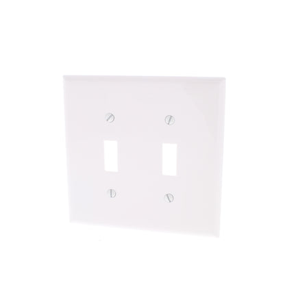 Cooper PJ2AMW White 2-Gang Toggle Switch Unbreakable Nylon Mid-Size Wallplate