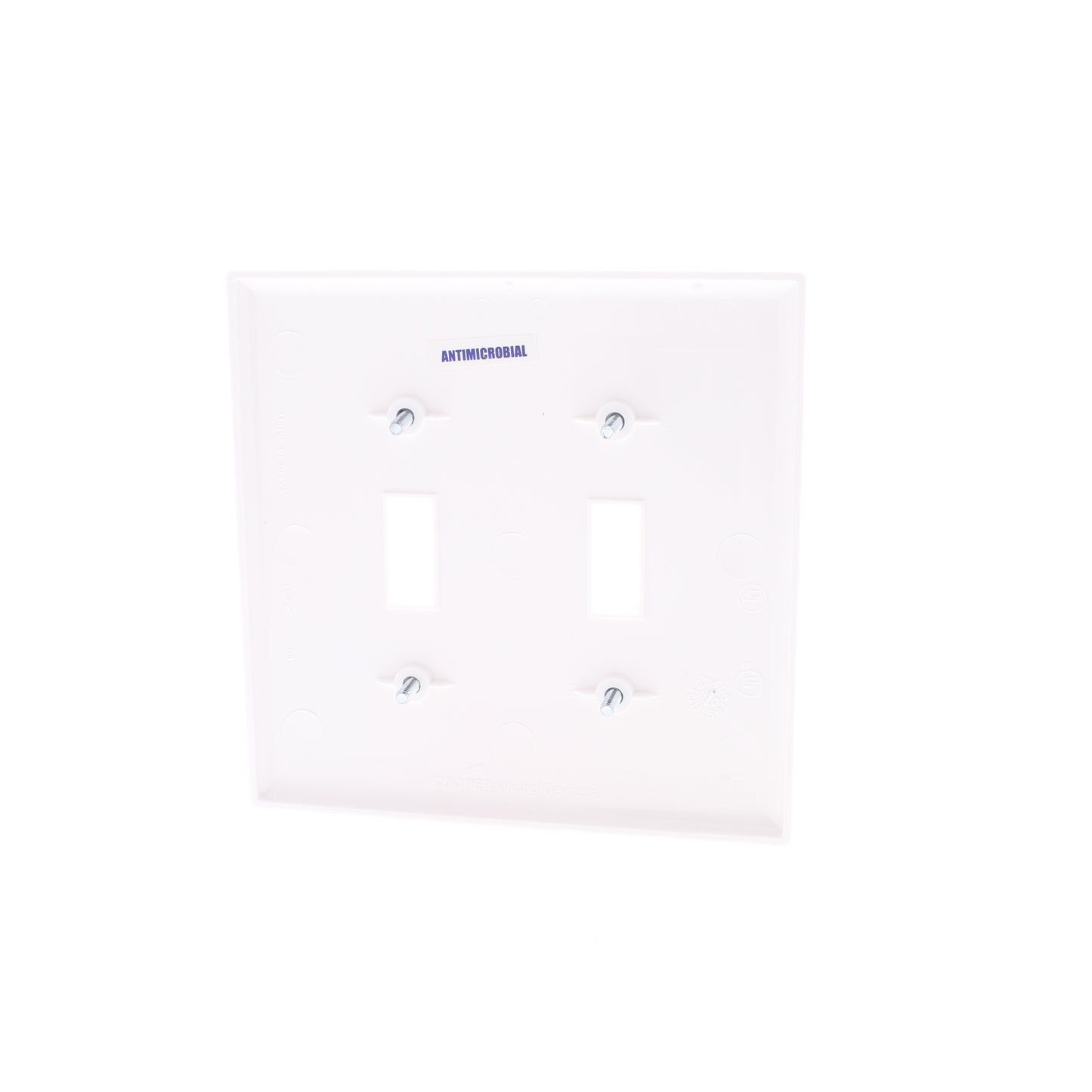 Cooper PJ2AMW White 2-Gang Toggle Switch Unbreakable Nylon Mid-Size Wallplate