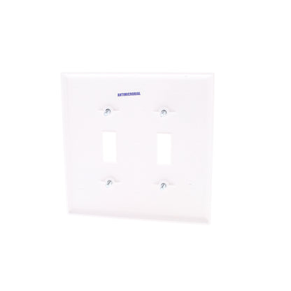 Cooper PJ2AMW White 2-Gang Toggle Switch Unbreakable Nylon Mid-Size Wallplate