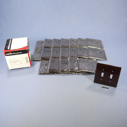 Cooper PJ2B Brown 2-Gang Toggle Unbreakable Nylon Mid-Size Wallplate Cover 20pcs