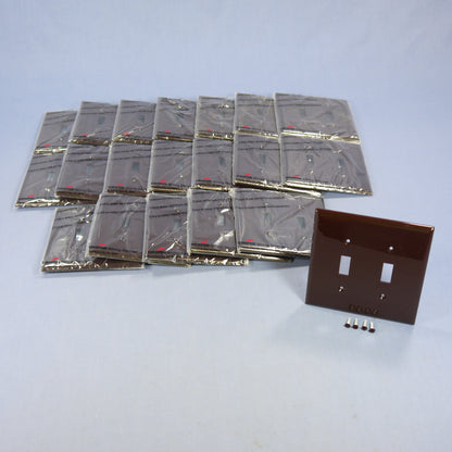 Cooper PJ2B Brown 2-Gang Toggle Unbreakable Nylon Mid-Size Wallplate Cover 20pcs