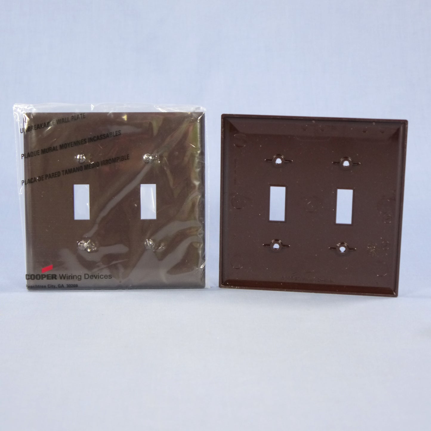 Cooper PJ2B Brown 2-Gang Toggle Unbreakable Nylon Mid-Size Wallplate Cover 20pcs