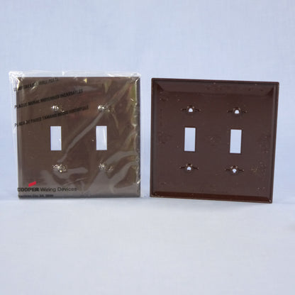 Cooper PJ2B Brown 2-Gang Toggle Unbreakable Nylon Mid-Size Wallplate Cover 20pcs