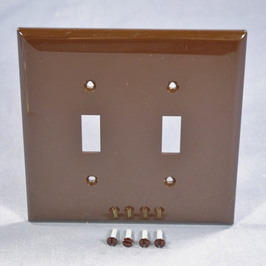 Cooper PJ2B Brown 2-Gang Toggle Switch Unbreakable Mid-Size Wallplate Cover