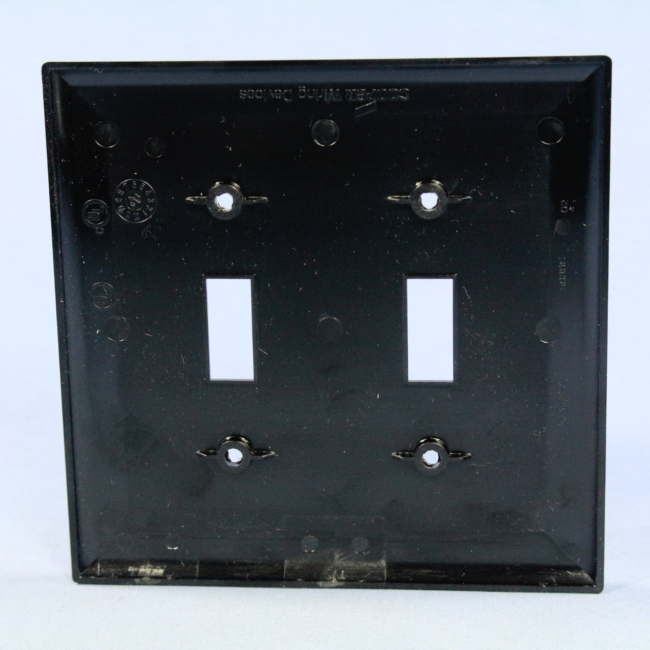 Cooper PJ2BK Black 2-Gang Toggle Unbreakable Nylon Mid-Size Wallplate Cover 2pcs
