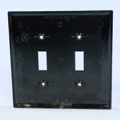 Cooper PJ2BK Black 2-Gang Toggle Unbreakable Nylon Mid-Size Wallplate Cover 2pcs