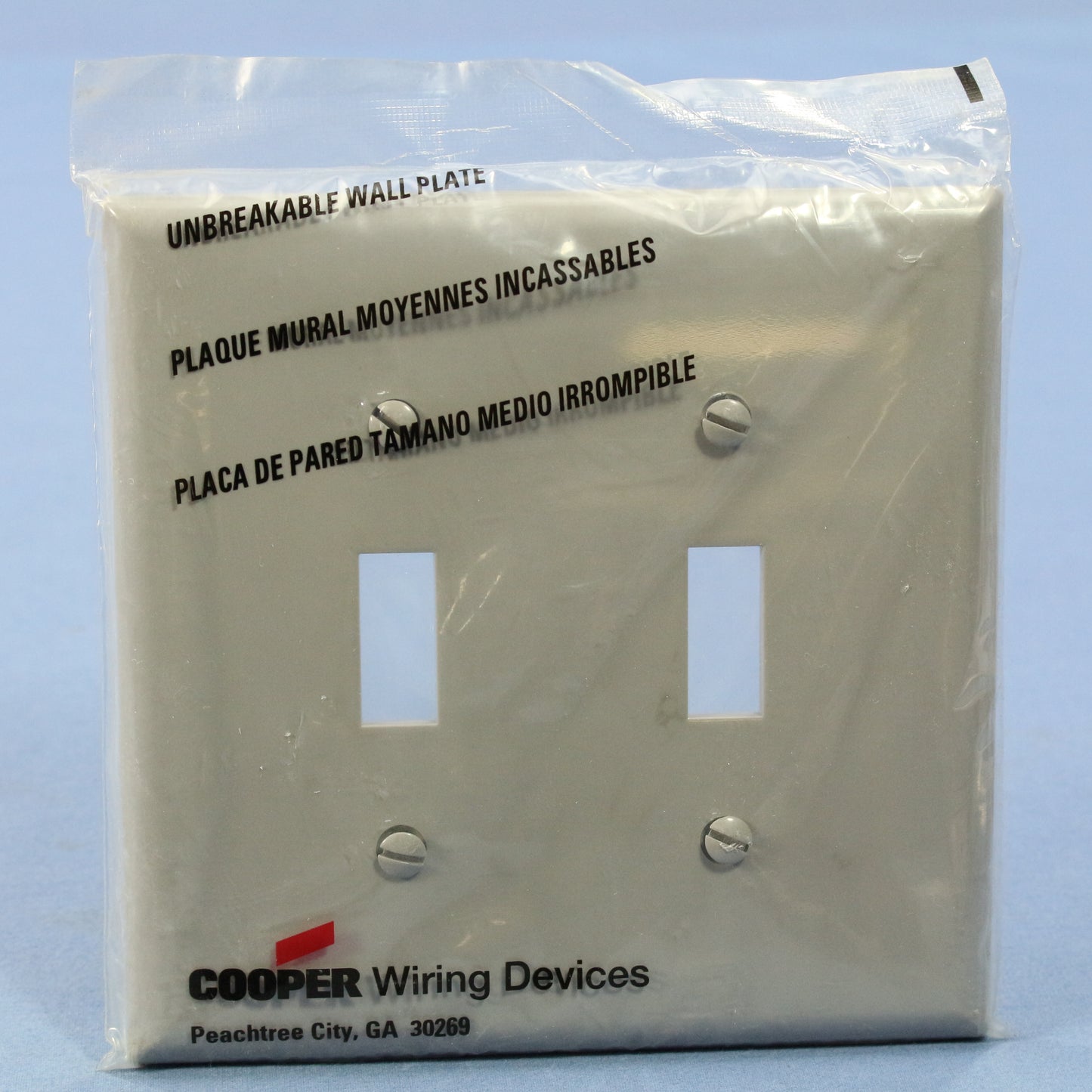 Cooper PJ2GY Gray 2-Gang Toggle Switch Unbreakable Mid-Size Wallplate Cover