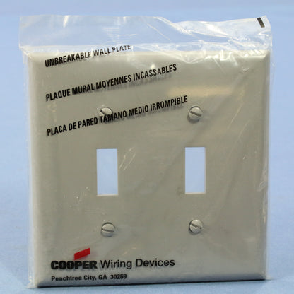 Cooper PJ2GY Gray 2-Gang Toggle Switch Unbreakable Mid-Size Wallplate Cover