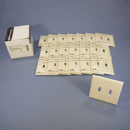 Cooper PJ2LA Lt Almond 2-Gang Toggle Unbreakable Mid-Size Wallplate Cover 20pcs