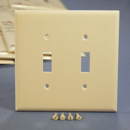Cooper PJ2LA Lt Almond 2-Gang Toggle Unbreakable Mid-Size Wallplate Cover 20pcs