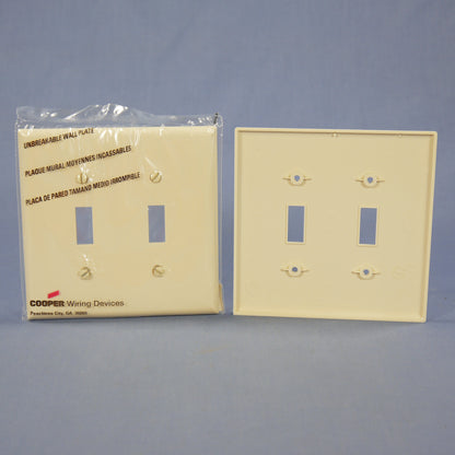 Cooper PJ2LA Lt Almond 2-Gang Toggle Unbreakable Mid-Size Wallplate Cover 20pcs