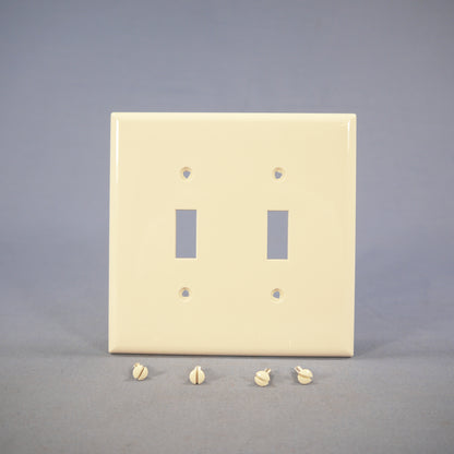 Cooper PJ2LA Light Almond 2-Gang Toggle Switch Unbreakable Mid-Size Wallplate