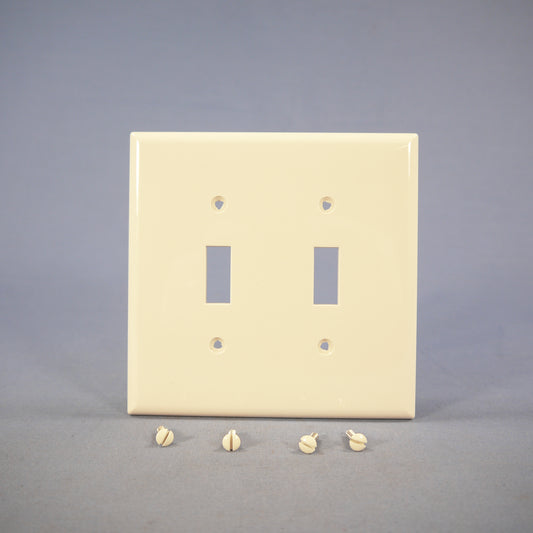 Cooper PJ2LA Light Almond 2-Gang Toggle Switch Unbreakable Mid-Size Wallplate